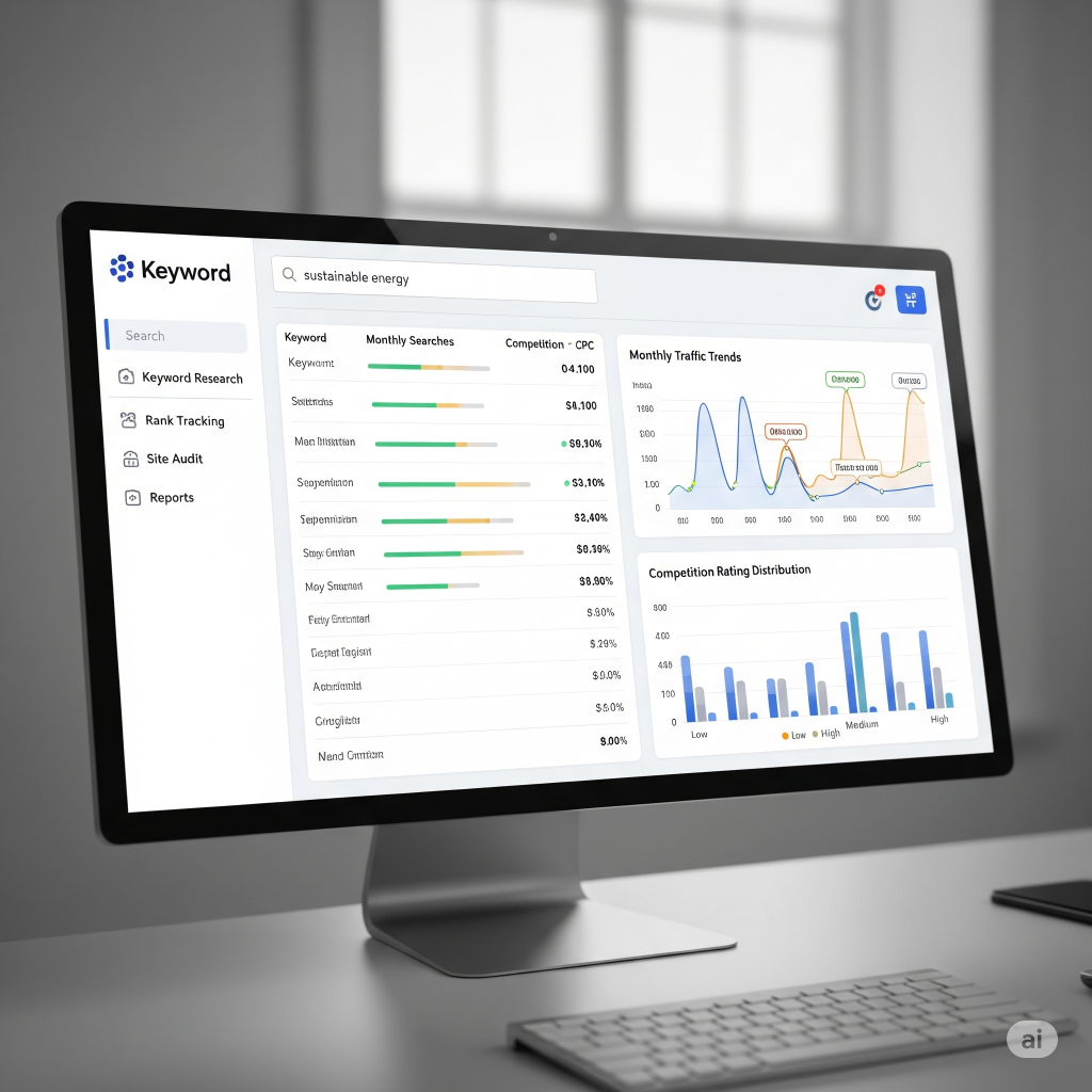 A screenshot of FreshStore's keyword research tool dashboard.