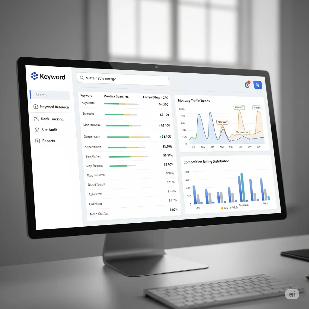 A screenshot of FreshStore's keyword research tool dashboard.