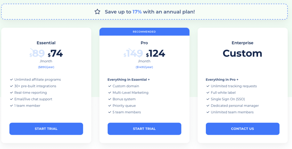 Tapfiliate Pricing Guide